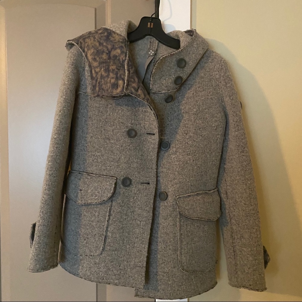 Swiss Chriss  Grey Wool Hooded Coat IT 42